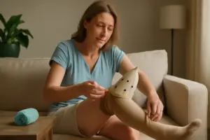 Come agiscono le calze elastiche nel trattamento del linfedema? Il segreto per indossarle al meglio senza fastidi